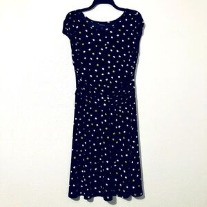 Enfocus Studio Ruched Dress (Navy Dot)